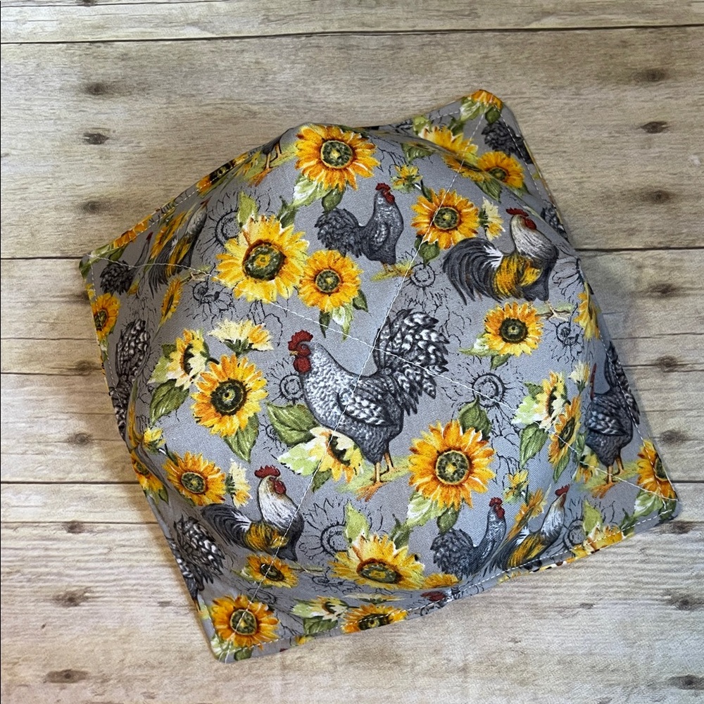 Microwave Bowl Cozy Reversible Sunflowers and Chickens